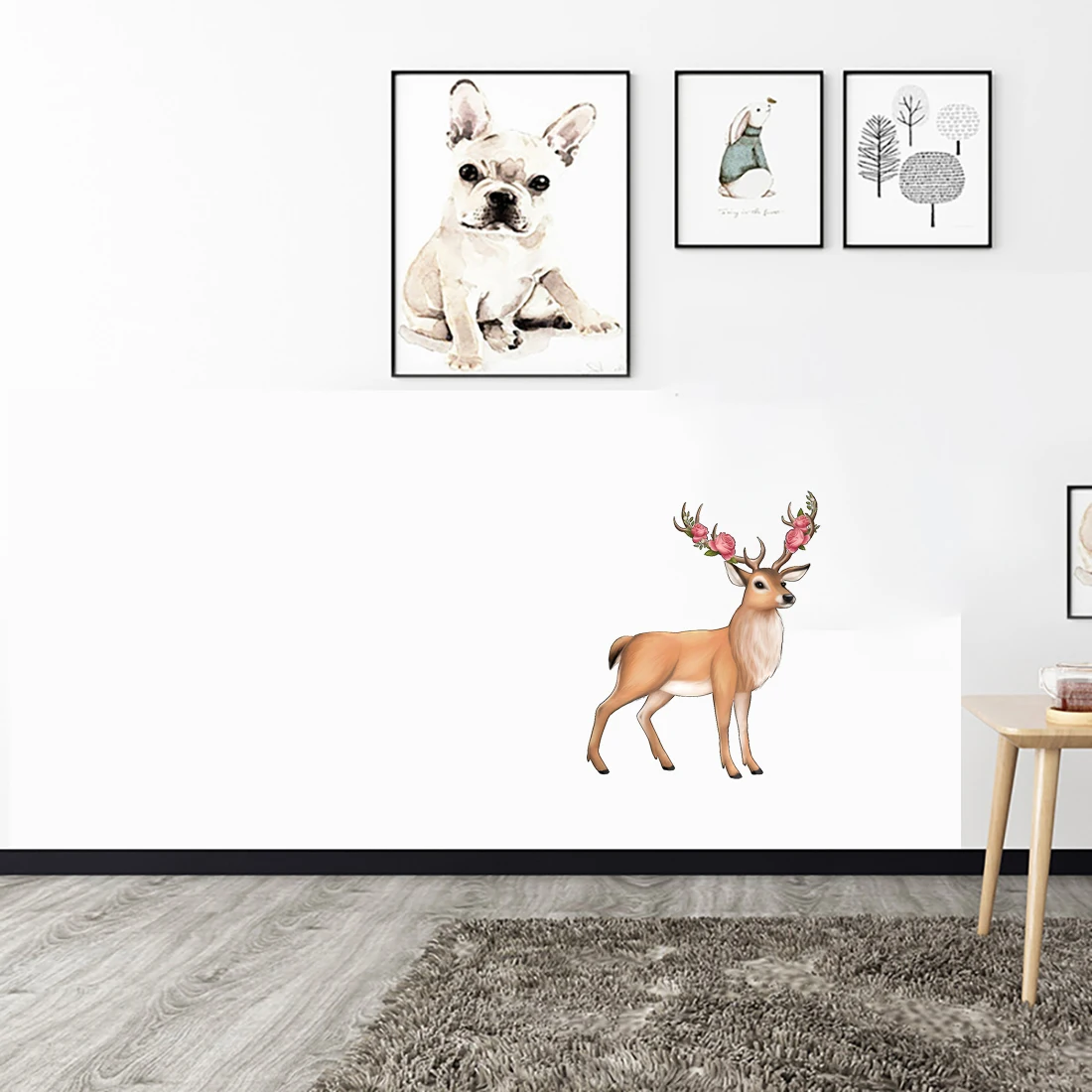 Three Ratels CP59 Cute Deer Forest Style Cartoon Animal Stickers Children's Bedroom Wall Stickers Toilet decals