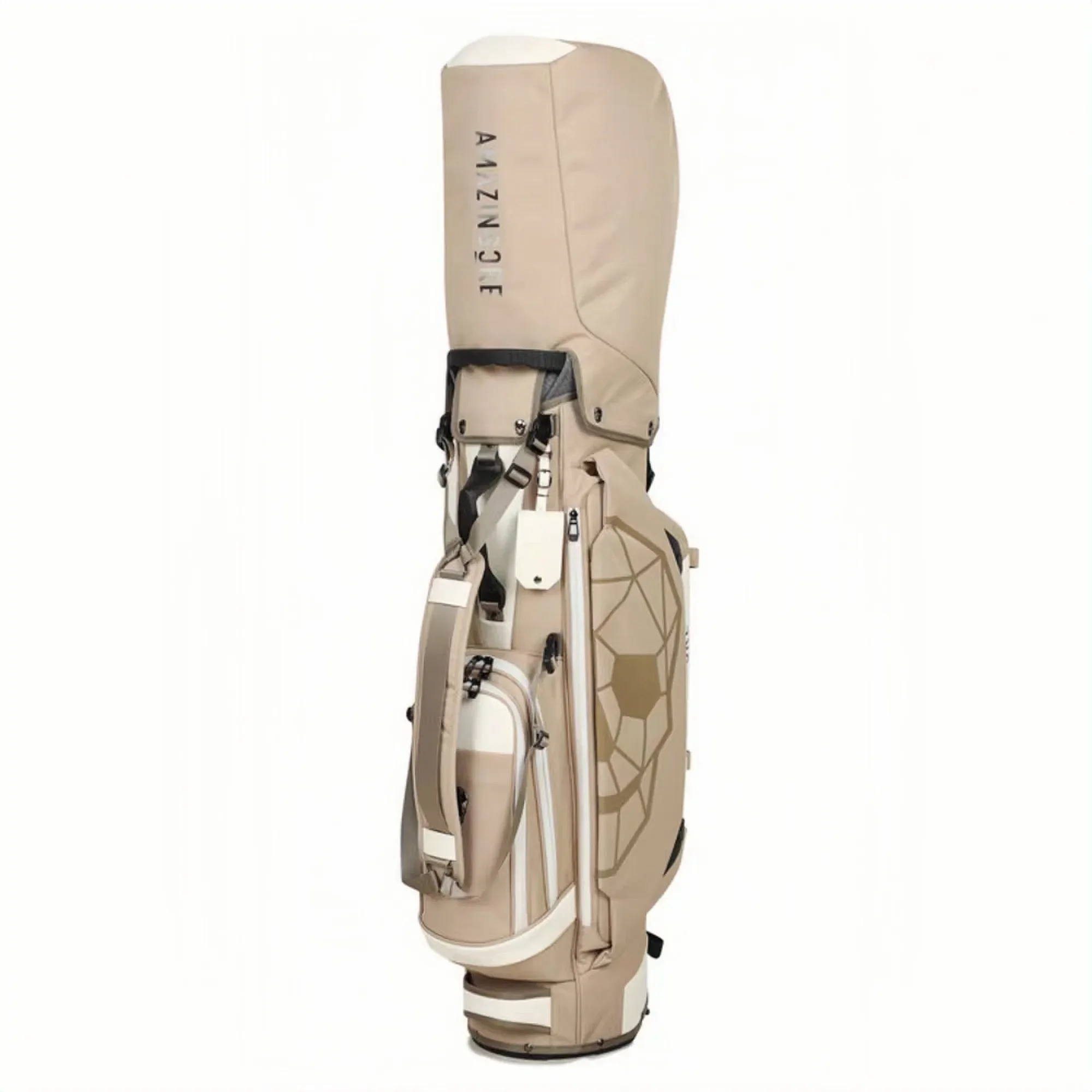 حقيبة جولف بحامل للجنسين باللون الكاكي، تصميم مطبوع عليه جمجمة منفعل، حامل نادي متين وخفيف الوزن #1