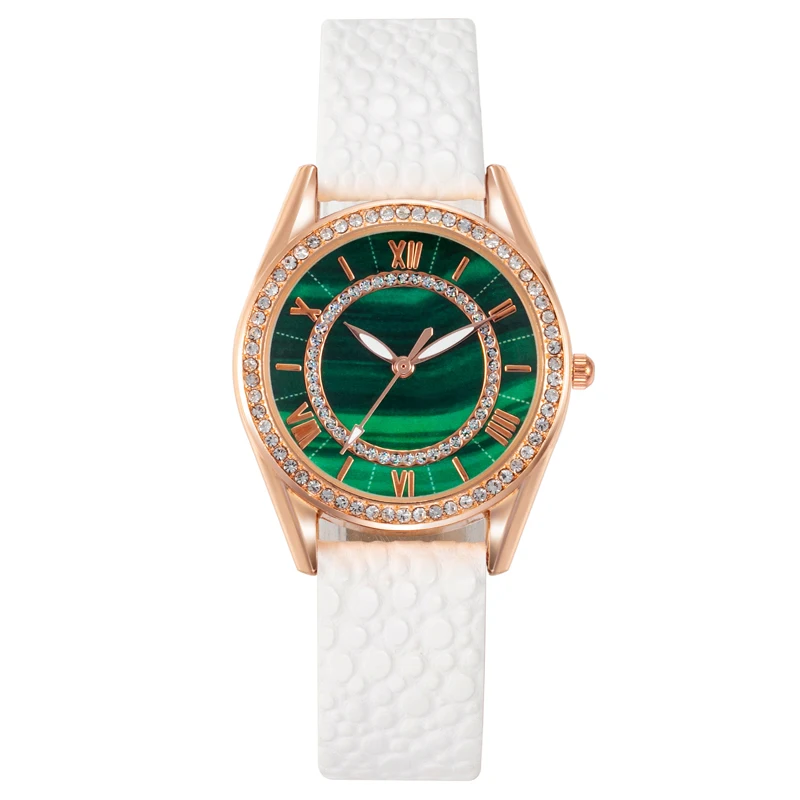 

2023 Spring New Luxury Green Rhinestone Women's Watch Roman Text Trend Temperament Watch Female