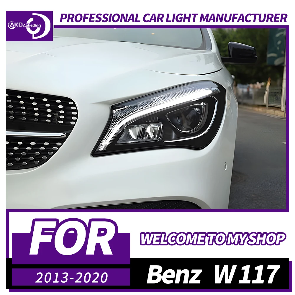 

Фара AKD для Benz W117 CLA, светодиодная фара 2013-2020, фары CLA260 DRL, указатель поворота, дальний свет, линза проектора «ангельский глаз»