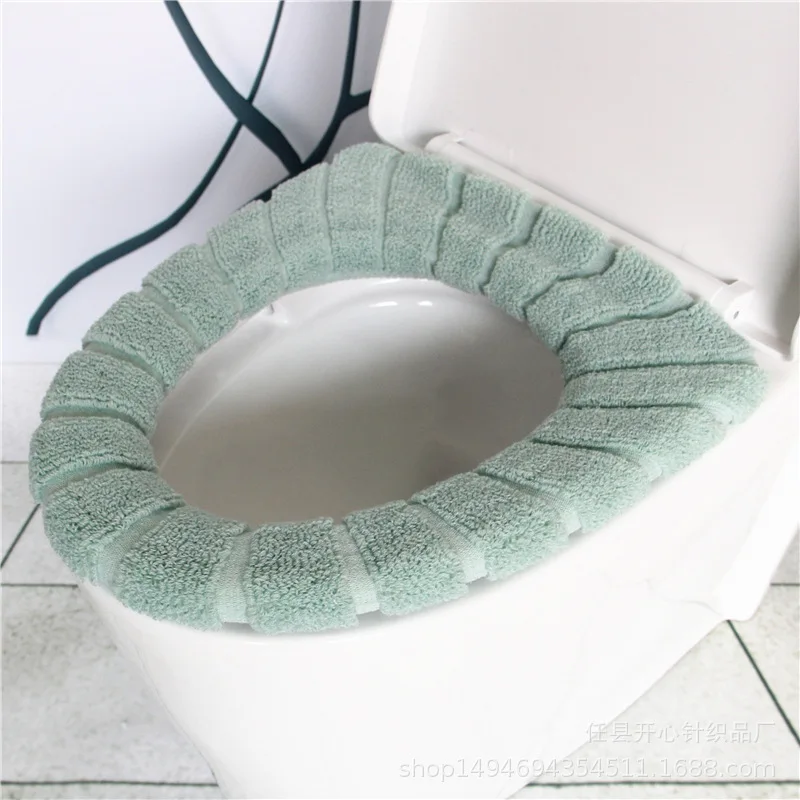 2021Amazon Cross-BorderOType Knitted Cotton Thread Soft Toilet Mat Colorful Stripes Closestool Cushion Sets