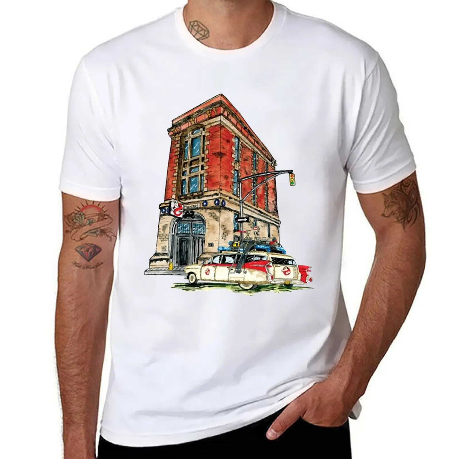

Ecto- 1 Firehouse, Hook & Ladder Company 8 T-Shirt T-Shirt man t shirt luxury t shirt for man 100 percent cotton T-Shirt
