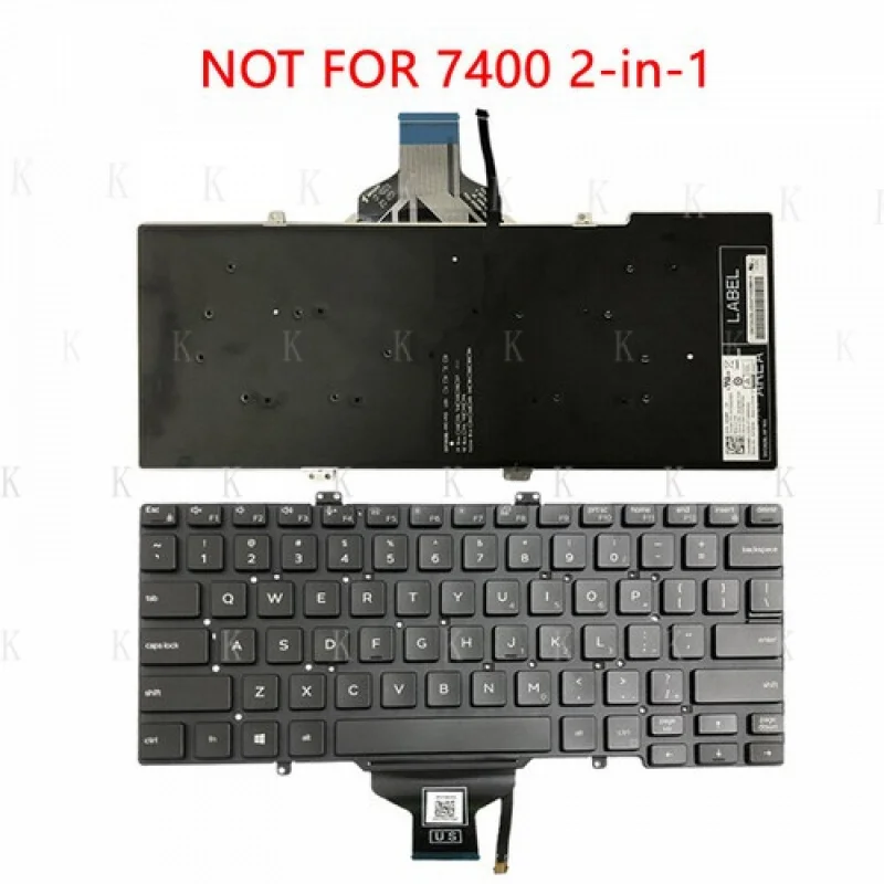 Teclado de laptop de substituição com layout americano com luz de fundo C para Dell Latitude 7400 3400 5400