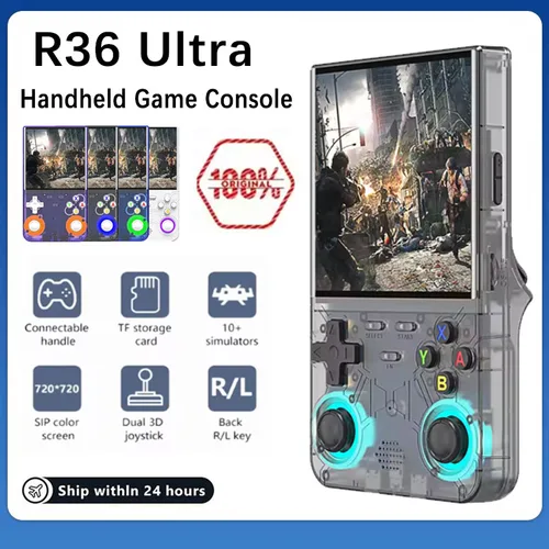 Imagen 1 del producto Consola portátil R36 ULTRA 2025, consola de videojuegos, sistema Linux, pantalla IPS de 4,0 pulgadas, reproductor de juegos Retro, 64G/128G, más de 20000 juegos