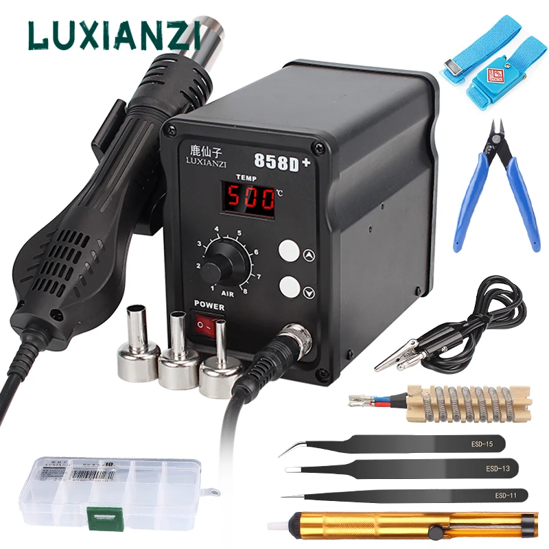 

LUXIANZI 858D Hot Air Gun Rework Solder Station Blower Hair Dryer Soldering Heat Gun 220V For BGA PCB IC Repair Repair Tool