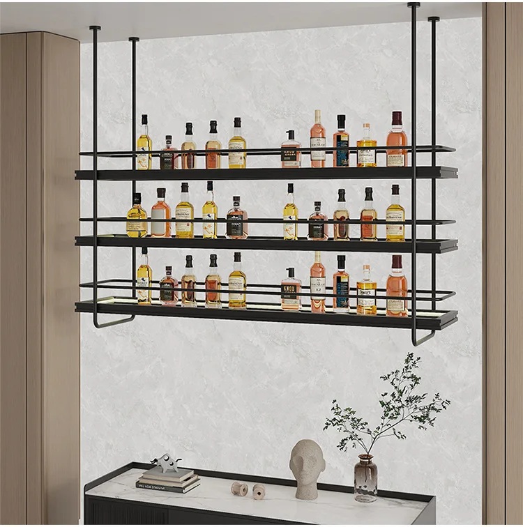 Bar wine rack, hanging cabinet, bar counter hanging rack, dining room private room wall storage rack, iron wine cabinet