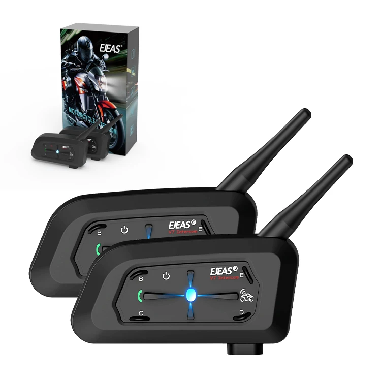 

Ejeas V7 Full Duplex Motorcycle Helmet Headset Waterproof 7 Riders 700m Bluetooth Intercom ABS Material