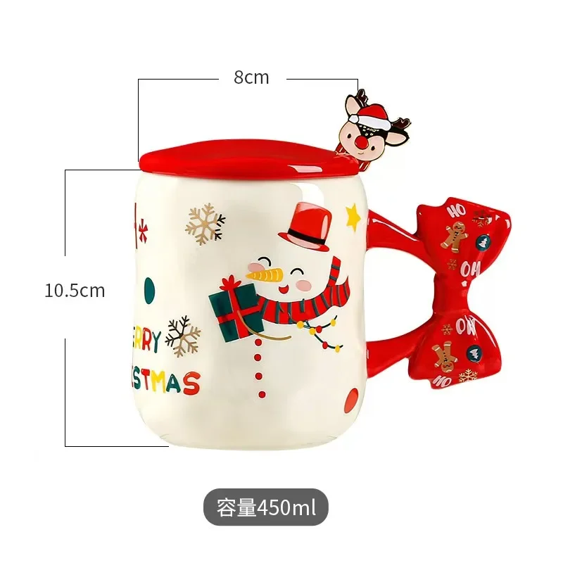 Christmas Water Cup, Ceramic Mug with Lid Spoon, Christmas Gift, Coffee Cup, Office Breakfast Cup Drinkware