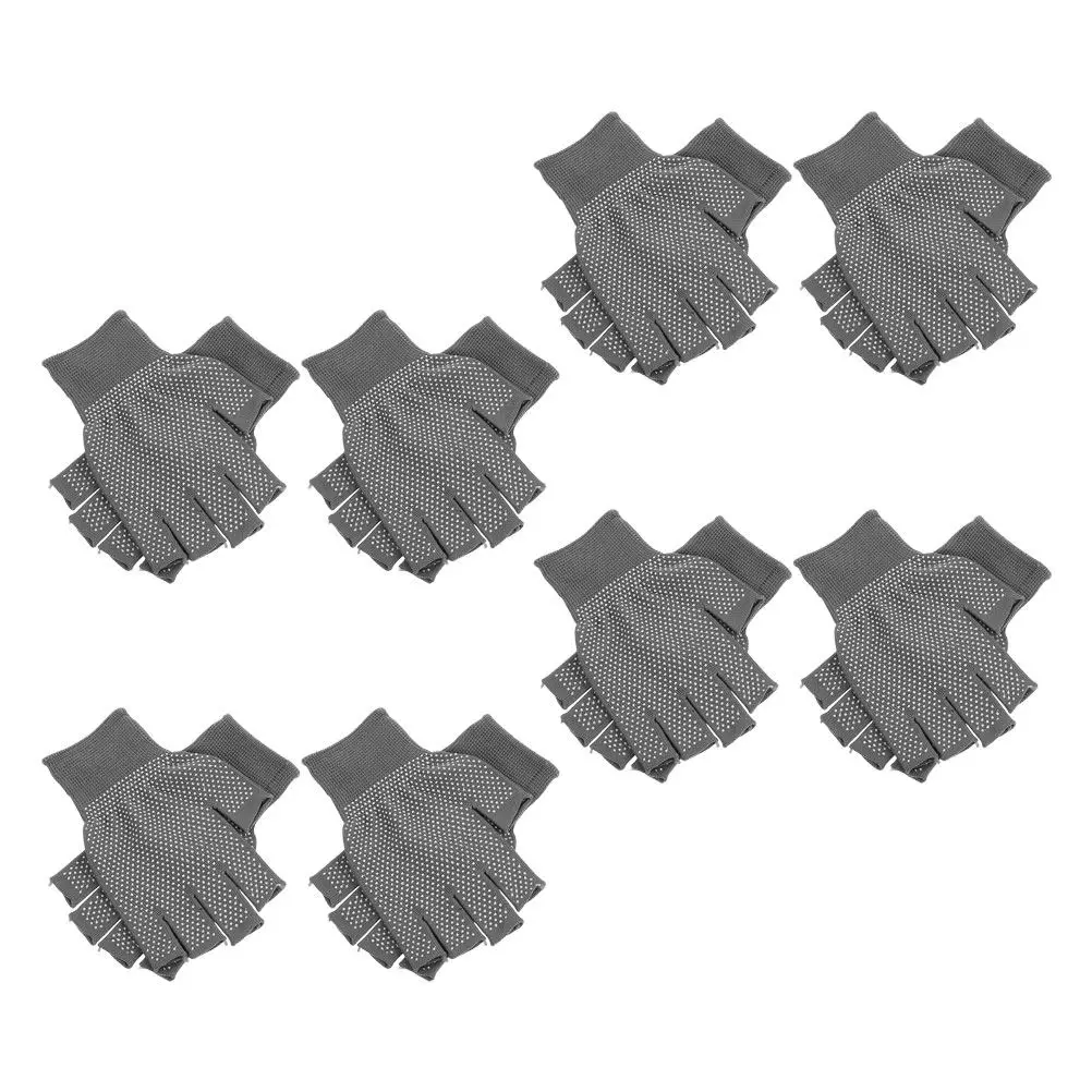 

8Pairs Fingerless Work Gloves Nonslip Breathable Wear Resistant for Men Women Gardening Industrial Outdoor Work Precision Tasks