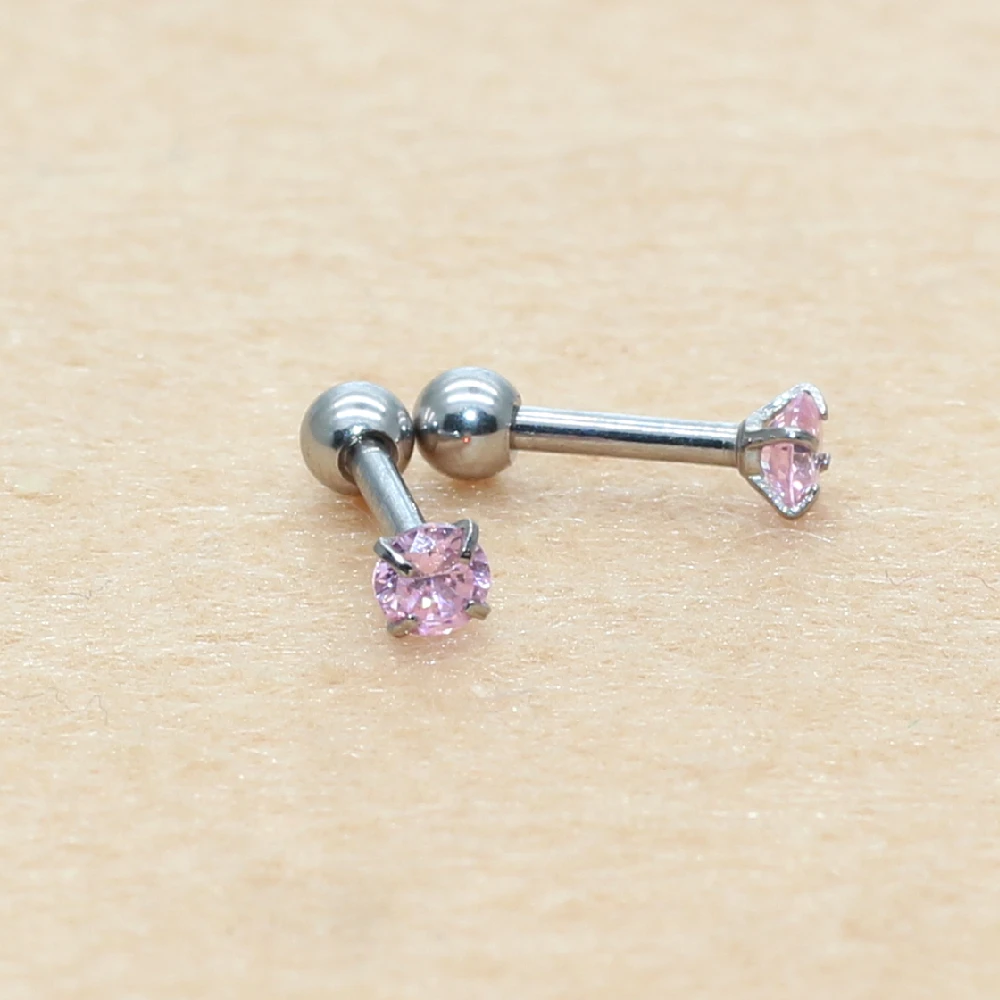 3mm Bunte Ohrstecker mit Schraubverschluss aus Edelstahl, klassisch goldfarben, AAA runder Zirkon – Detail 12