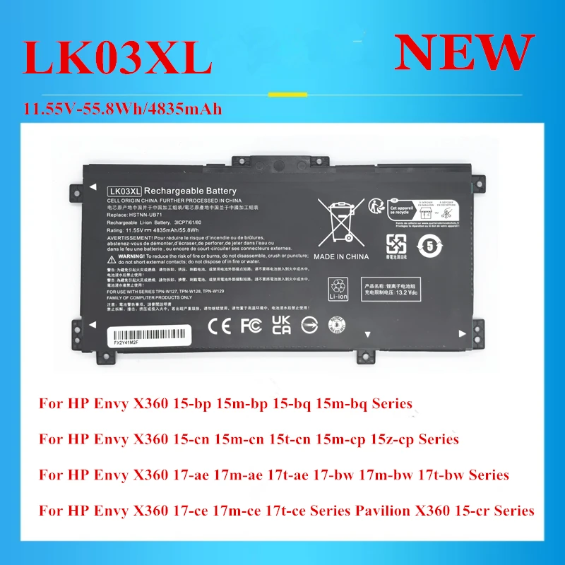 

New LK03XL battery For HP Envy X360 15 15m-bp 15-cn 15m 15t-cn 15m-cp 15z-cp 17-ae 17m 17t-ae 17-bw 17m 17t-bw 17-ce 17m 17t-ce