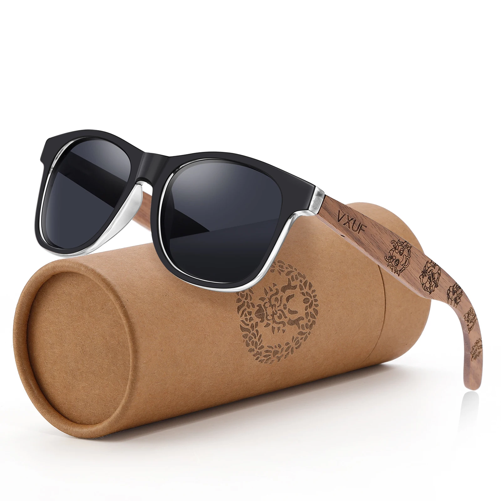 

GM Black Walnut Sunglasses Men Women Mirror Sun Glasses Male UV400 Wooden Temples Sunglass Shades Oculos