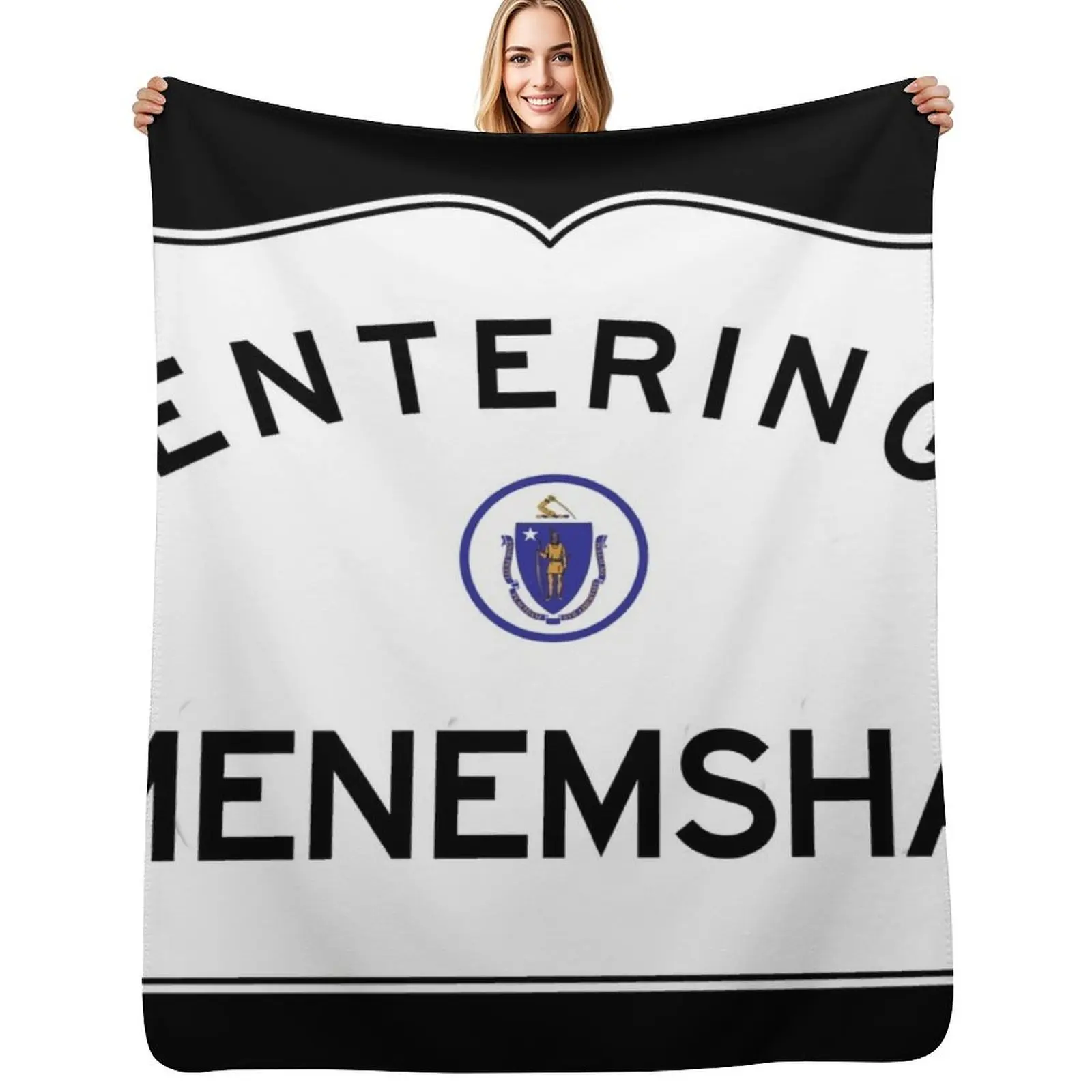 

Entering Menemsha Massachusetts - Martha's Vineyard - Road Sign Throw Blanket Anniversary gift for her