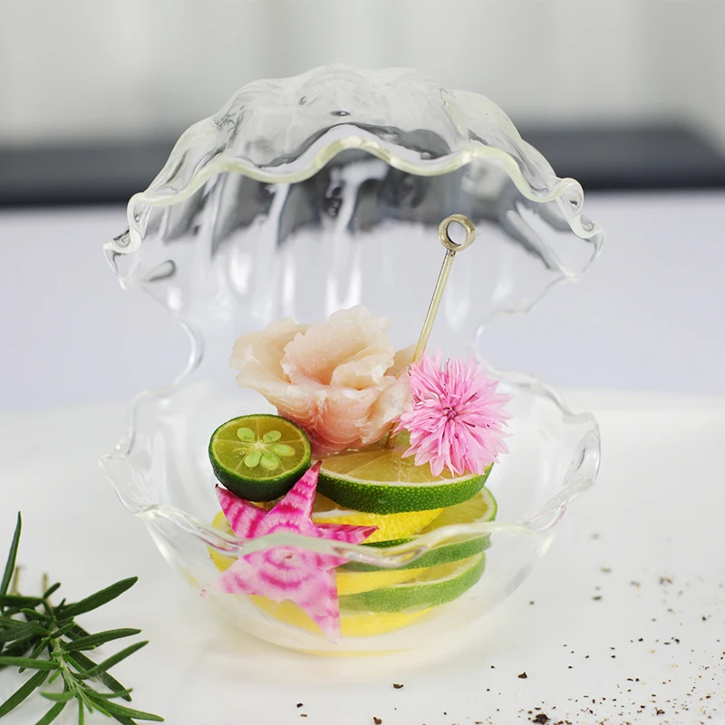 

Creative tableware sashimi shell shaped glass plate Salad dessert cold plate