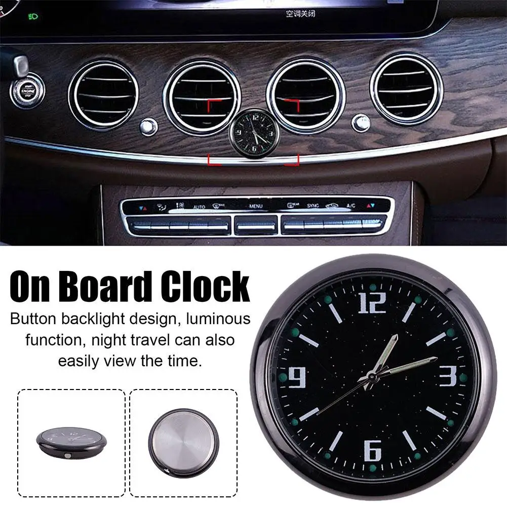 Car Clock Luminous Mini Automobiles Internal Stick-On Mechanics 40mm Auto Watch Quartz Digital Clocks Ornament P4U9