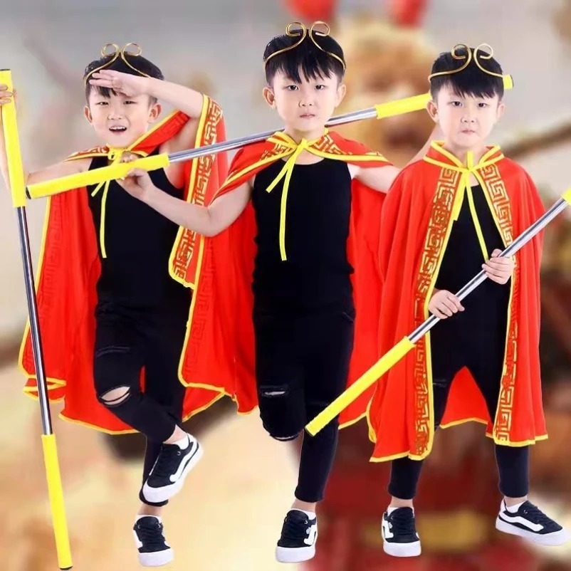 

Red Monkey King Costume Child's Robe for Masquerade Dance Boys' Clothing Traditional Chinese Opera Stage Performance Outfit