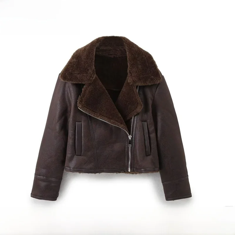 

Faionable Double-Sided ort Jaet Outerwear for Women New Autumn Winter Polyester Fiber Warm Zipper Closure Ladies Coat