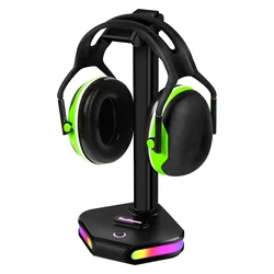 RGB Lights Headphone Stand With Type-c USB Ports Gaming Headphone Holder for All Headsets Gamers Gaming PC Accessories Desk