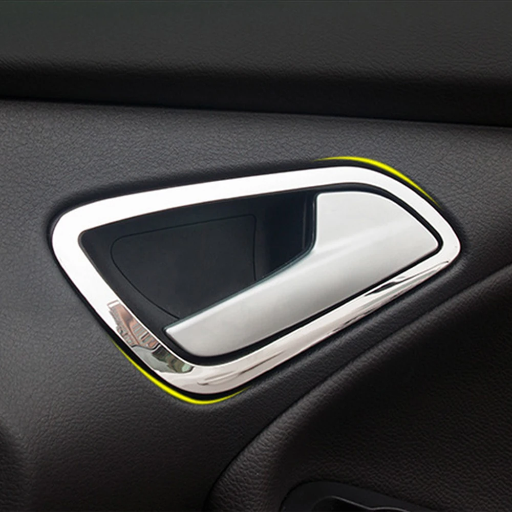 Stainless Steel Interior Doors Hand-clasping Door Handle Decoration Ring Sticker for Ford Focus 3 MK3 2012 - 2014 Car Stickers