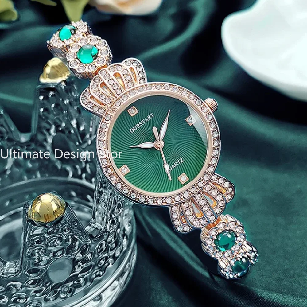 

Luxury Women's Watches Green Quartz Wristwatches Rhinestone Watches Reloj Para Mujer Ladies Clock Gift Часы Женские Наручные 시계