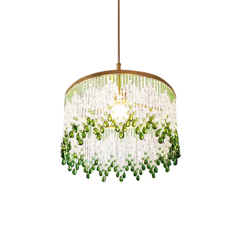

French all-copper green crystal chandelier European romantic light luxury cloakroom bedside bedroom light