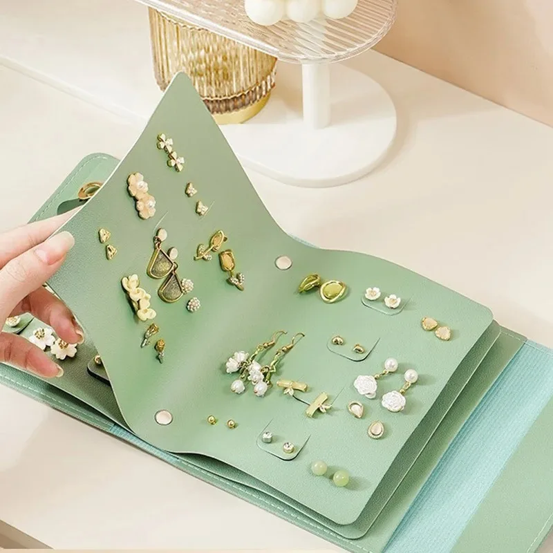 

Book Shape PU Leather Earring Storage Bag,Creative Portable Jewelry Organizer for Studs Drop Earrings, Large Capacity Felt Lined