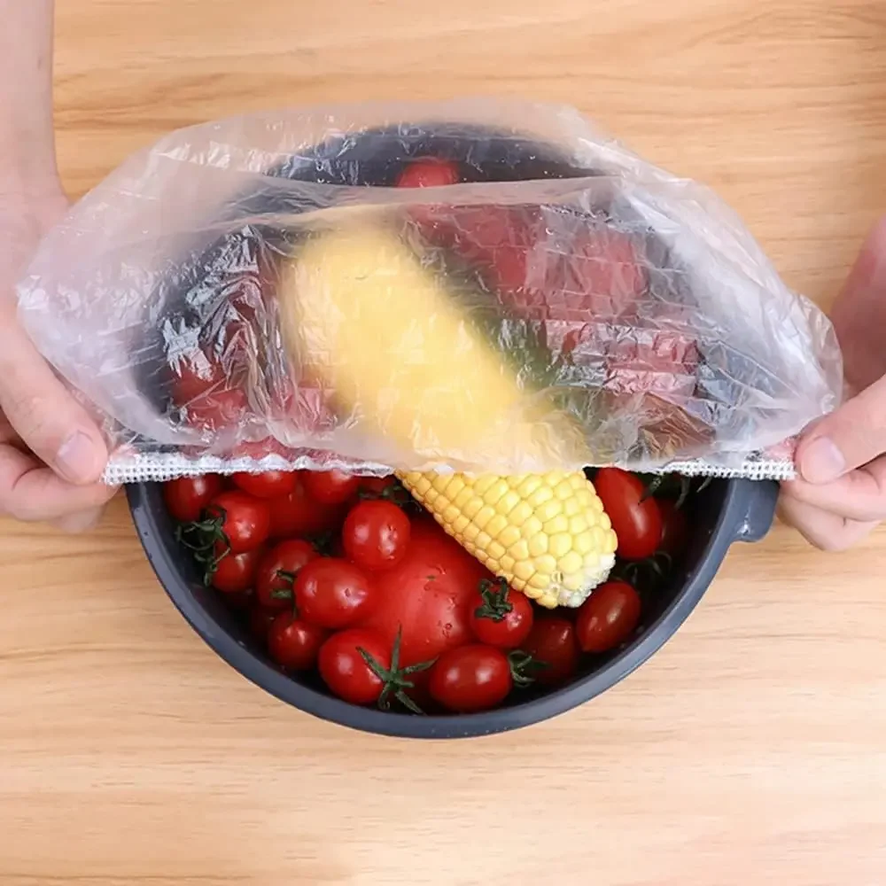 50/1000Pcs Disposable Fruits Elastic Cover Food Fresh-keeping Wrap Bags Plastic Bag Kitchen Fridge Storage Organizer Cling Film