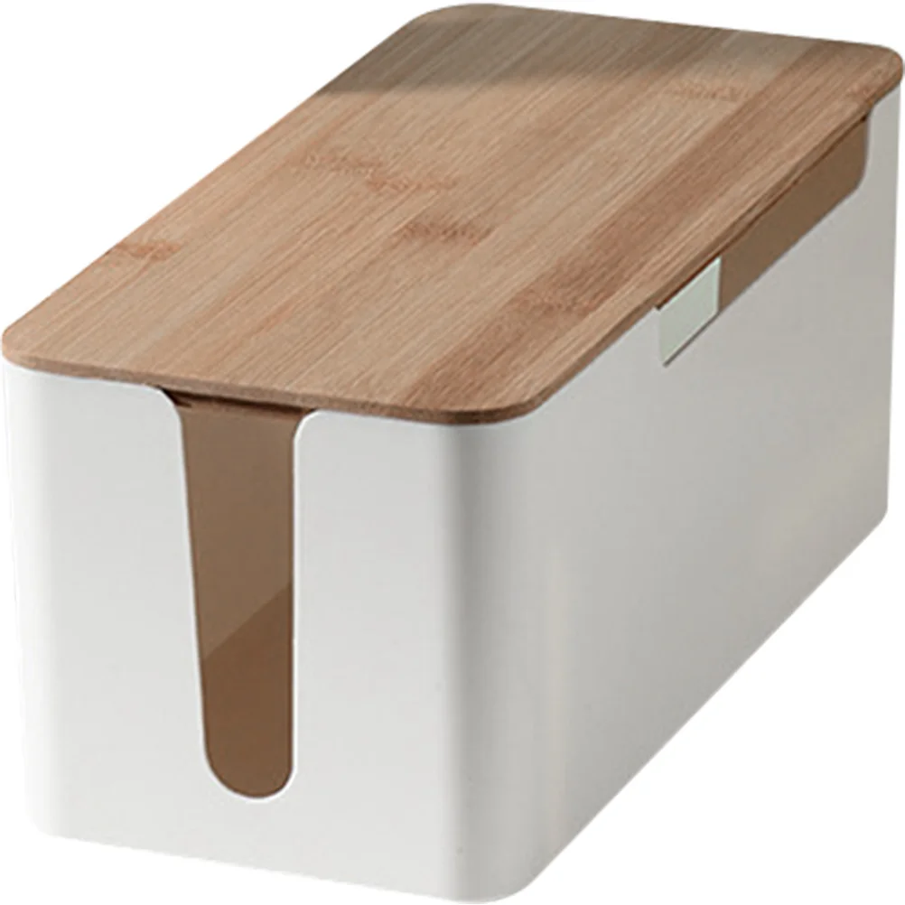 Router Cable Management Box Wooden Cover Cable Organizer Case Charging Cord Storage Box Outlet Protector for Home Office