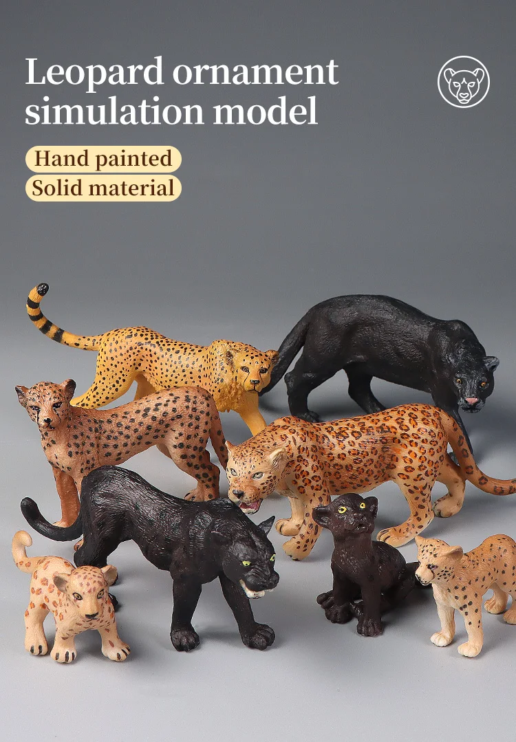 Pädagogisches Set mit simulierten Wildtierfiguren – Aktionsmodelle mit Geparden und schwarzem Panther für Kinder, Dekoration und Lerngeschenk – Detail 1