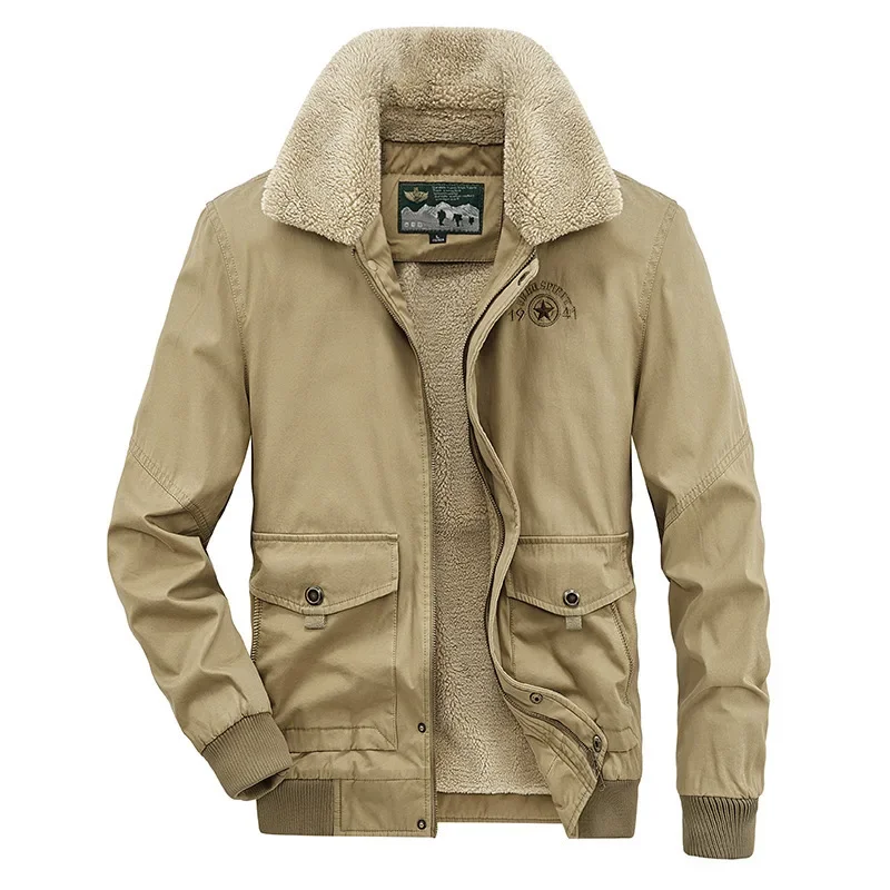 New Winter Men Cotton Bomber Jackets Casual Tooling Jackets Fashion Male Fleece Warm Parkas Quality Man Slim Cargo Coats Size 4X