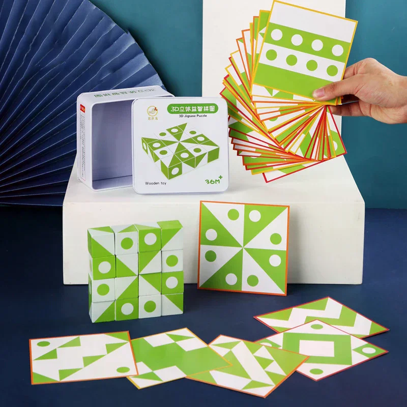 Puzzle 3D Drewniane Kosmiczne Myślenie Logiczne Zabawki Edukacyjne dla Dzieci Matematyka Prezenty dla Dzieci DIY