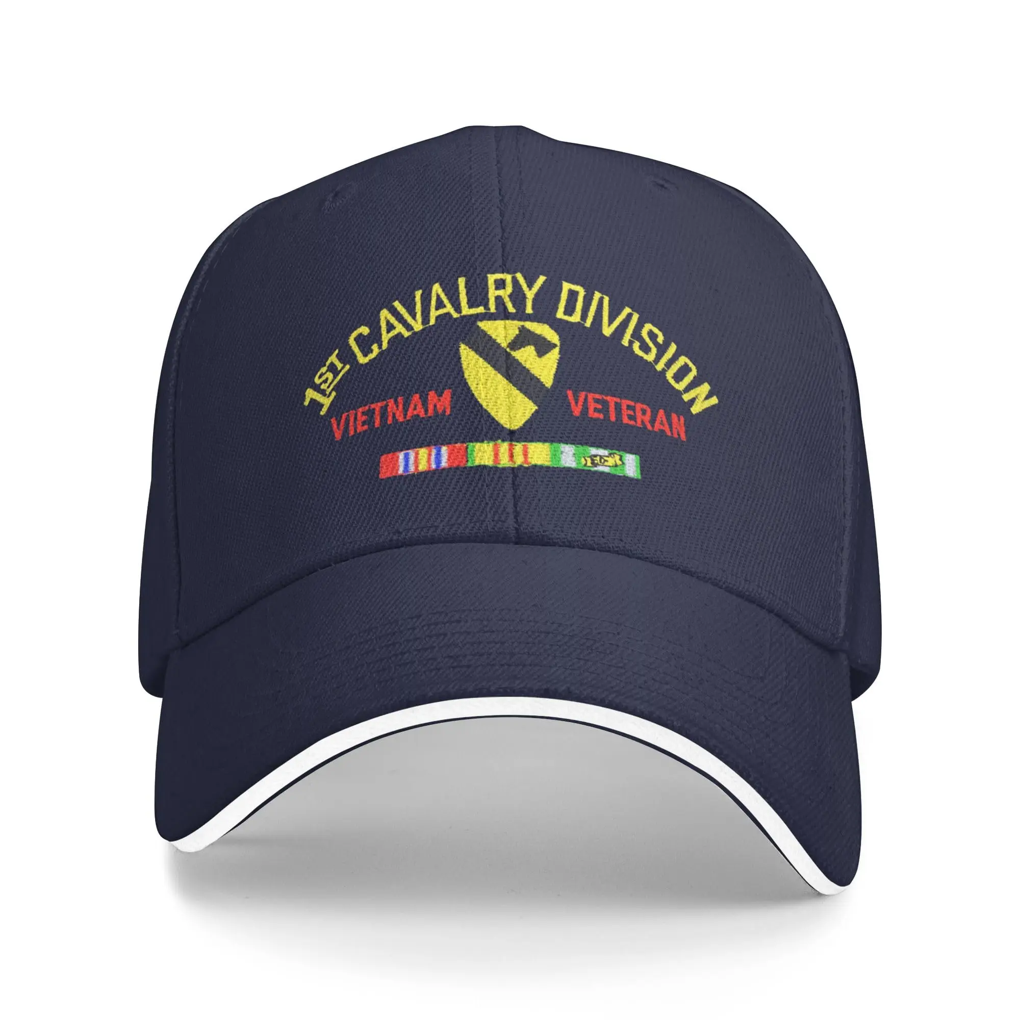 

1ST Cavalry Division Vietnam Veteran Unisex Classic Baseball Cap Sandwich Cap Plain Dad Cap Adjustable Casquette Hat Navy Blue