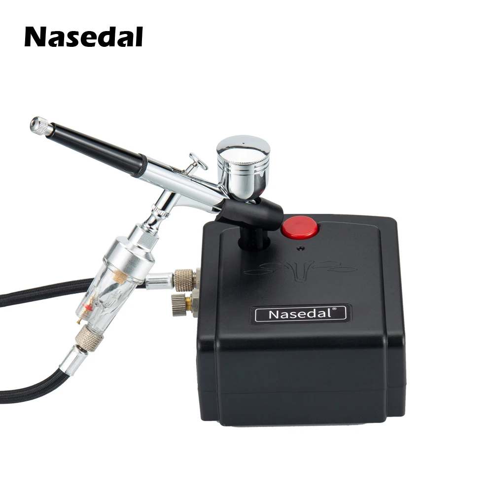 

Nasedal Airbrush Compressor Dual-Action Spray Gun 0.3mm Airbrush Kit for Nail Airbrush for Model Cake Car Painting NT-19