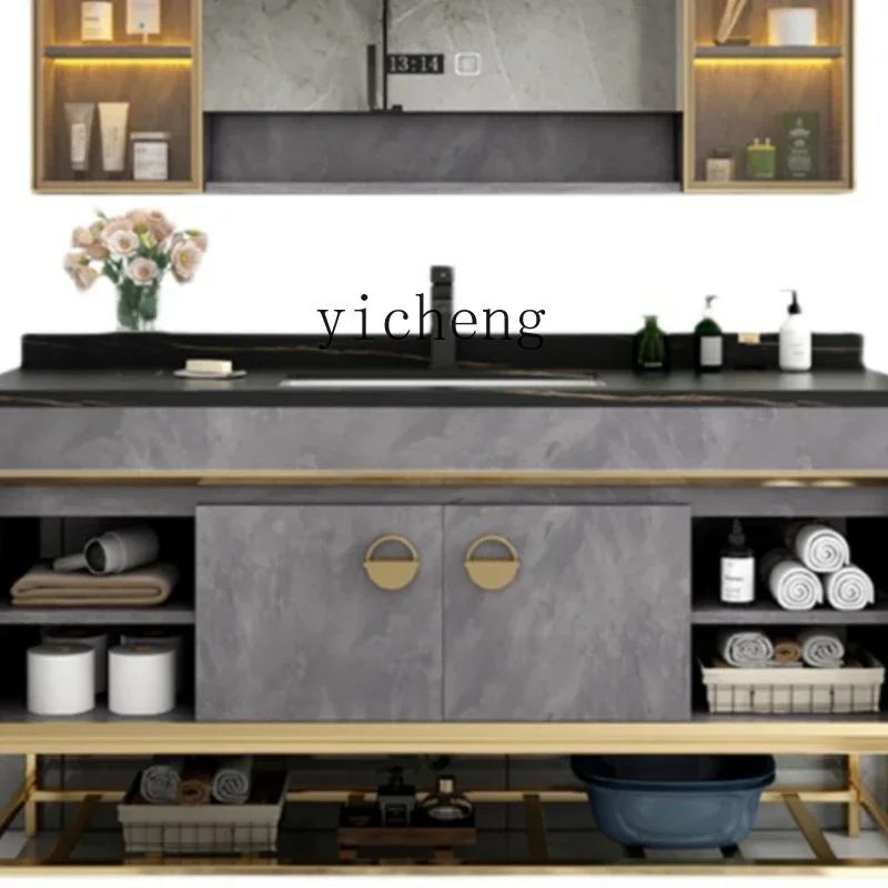 c1 stainless steel bathroom cabinet combination light luxury washbasin rock slab washbasin intelligent human body