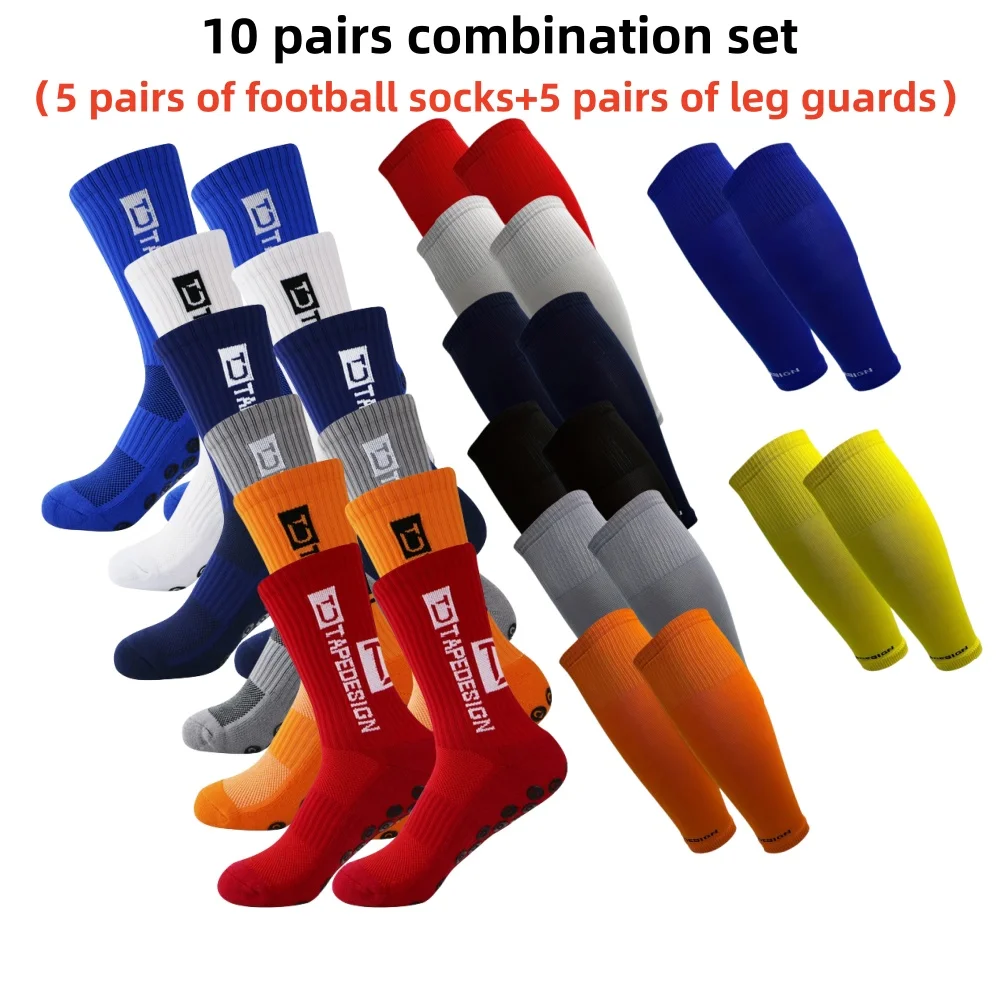 

5 пар футбольных носков + 5 пар защитных рукавов, футбольные носки для мужчин и женщин, удобные противоскользящие ручки
