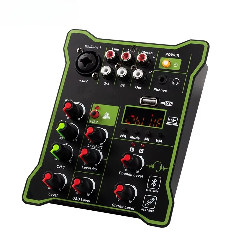 High Quality 5 Channel Sound Mixer Audio Karaoke Usb Recording With Effects Digital Mixing Console Audio Mixer Console