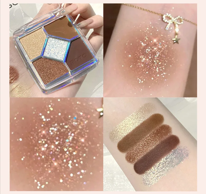 モカチョコレート 5 色のアイシャドウパレットマットパーリーグリッター仕上げ女性メイクチョコレートアイシャドウ日本の化粧品