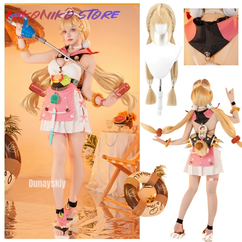 

Game Zenless Zone Zero Alice Original Swimsuit Cosplay Costume Wig Headwear Ears Summer Swimwear Girl Halloween Sexy Cat Costume