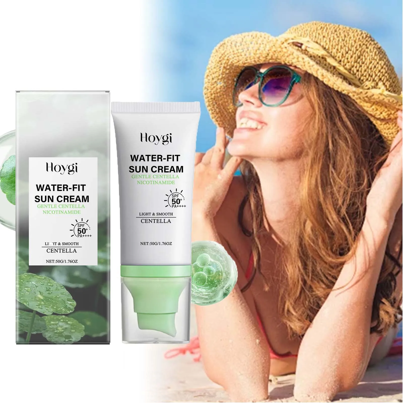 

Centella Moisturizing Sun Screen SPF 50+ UV Protection Lightweight Non-Greasy Refreshing Sun Cream Brightening Hydrating Dry Car