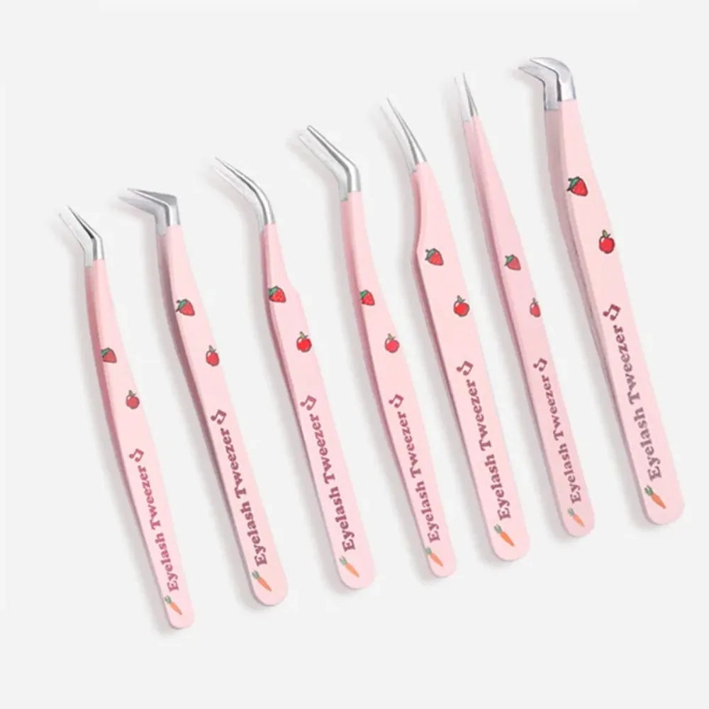 Nieuwe 7 Soorten Valse Wimper Pincet Anti-Statische Pincet Gebogen Strip 3d Wimpers Extensie Pincet Roestvrijstalen Make-Up Tools