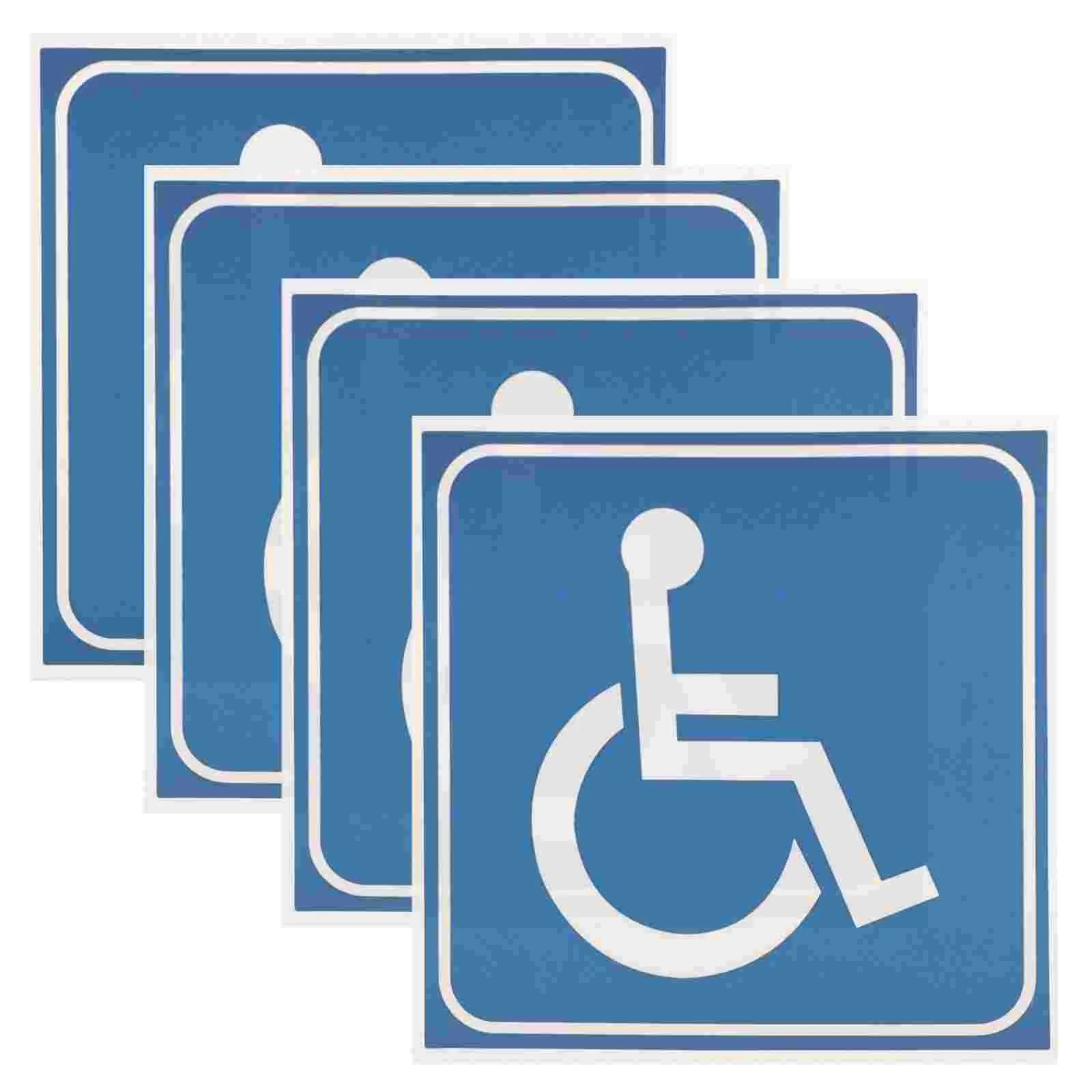 4 Sheets Disability Handicap Sign Wheelchair Adhesive Disabled Sticker Logo Stickers Decals for Home Pvc Self-adhesive Symbol