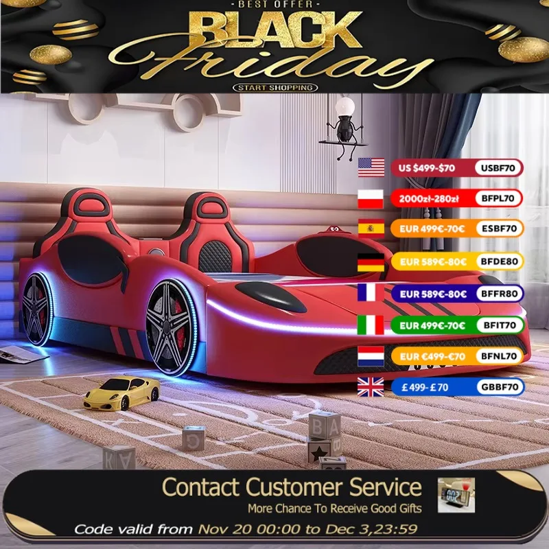 

Car Shape Wooden Kids Beds Decoration Sleeping Modern Style Bedroom Children Beds Bunk Princess Cama Infantil Kids Furniture