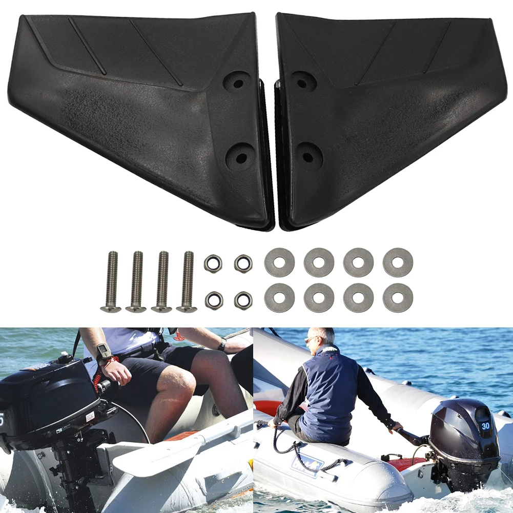 

Boat Motor Stabilizer with Bolt Nut Dual Fin Outboards ABS Plastic Wings Black Boat Parts Engine Components for 4-50 HP Outboard