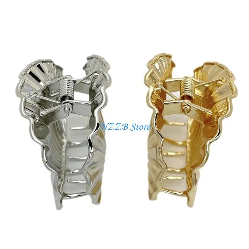 

T21F Scallops Desigedn Metal Hair Clamp Big No Slip Hairpin for Ladies Hair Decors