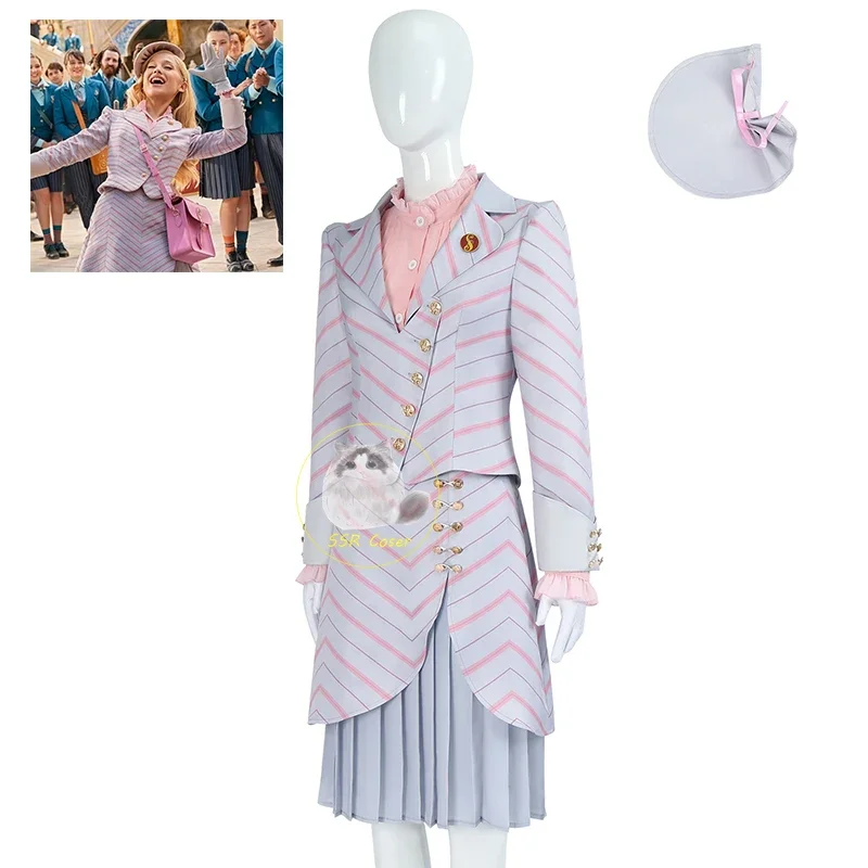 Movie Wicked Cosplay Witches Glinda Elphaba Clothes Cosplay Costumes Glinda Pink School Uniform Suit Clothes for Halloween Party
