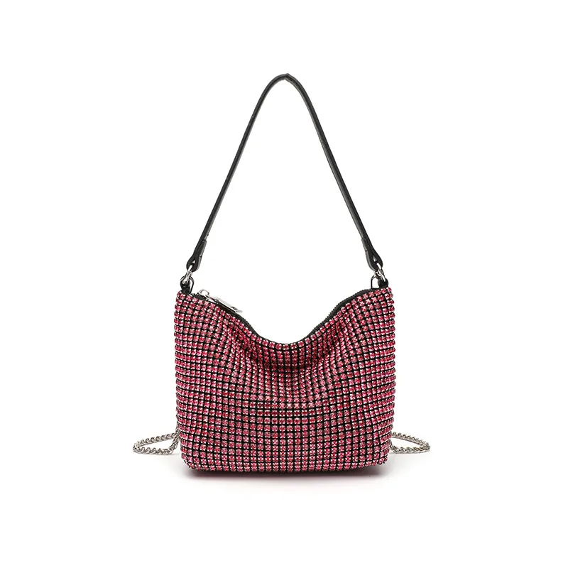 Handmade Diamond-encrusted Women's Armpit Bag Super Flash Knotted Hand Bag Celebrity Light Luxury Armpit Dinner Rhinestone Purse