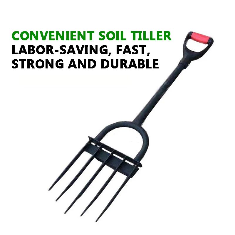 Ground Plowing Fork Manual Soil Plowing Shovel Gardening Deep Plowing Tool Agricultural Household Planting Tool Steel Fork