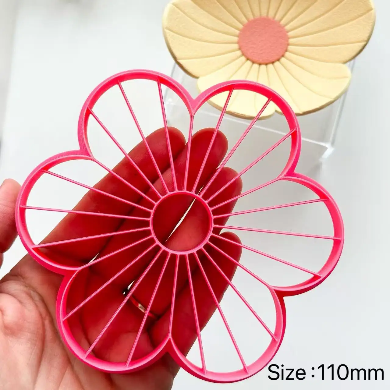 Daisy Polymer Clay Trinket Dish Cutter Shell Palm Leaf Flower Shape Clay Coaster Mould DIY Plate Tray Mold Handmade Clay Tools - view 6