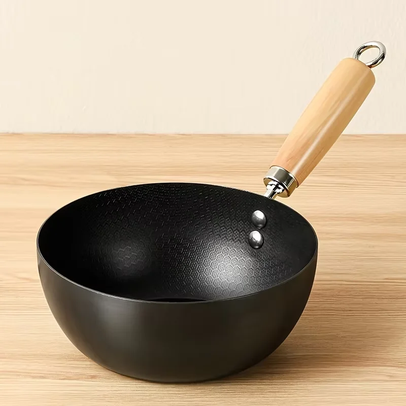 Wok de fondo plano sin recubrimiento, Wok pequeño de hierro para freír, estufa de cocina, accesorios de utensilios de cocina de inducción, suministro de cocina