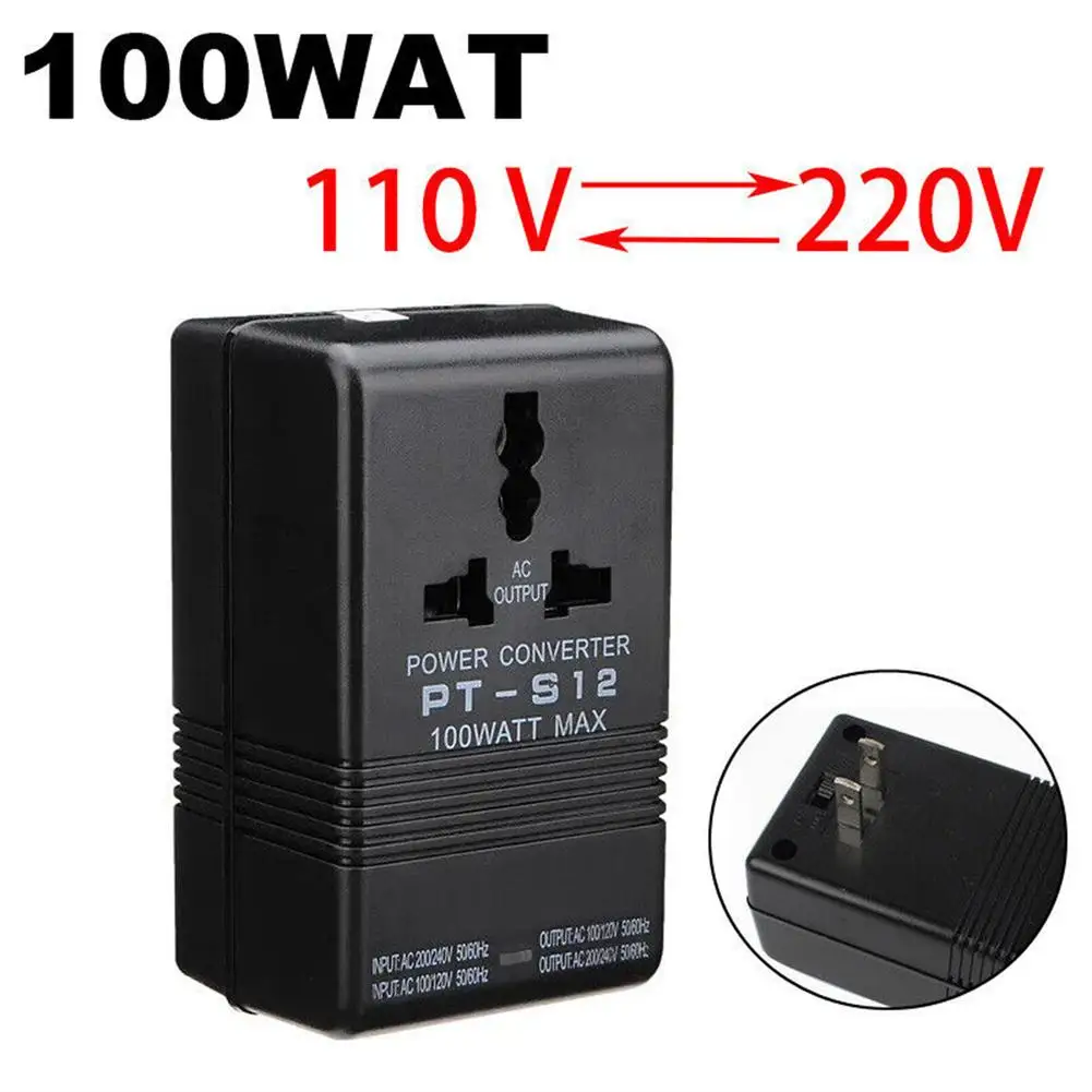 

100W Power Transformer 110/120V To 220/240V Step Down Voltage Converter Transformer Travel Dual Channel Power Converter Dropship